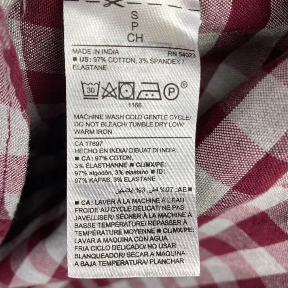 Old Navy Checkered Button Down‎ Shirt Men's Small Burgundy Gray